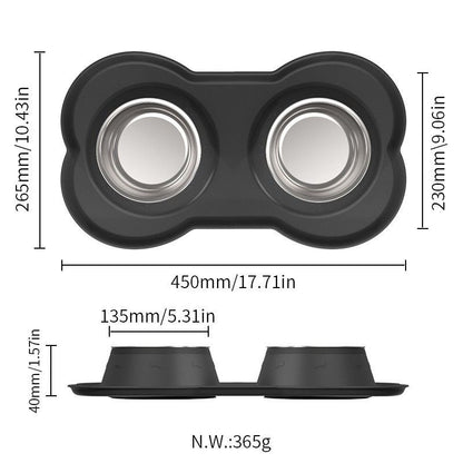 Anti Tip Stainless Steel Dog Bowl 2 in 2 Food Water Bowl V1289-PET-BOWL-007