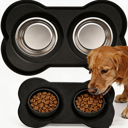 Anti Tip Stainless Steel Dog Bowl 2 in 2 Food Water Bowl V1289-PET-BOWL-007