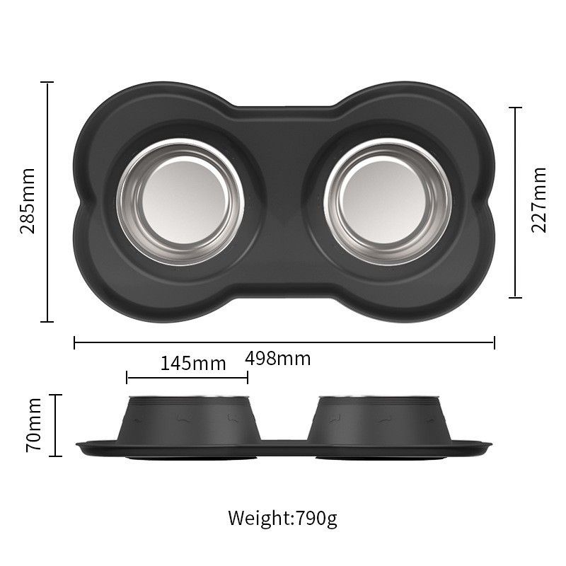 Anti Tip Stainless Steel Dog Bowl 2 in 3 Food Water Bowl V1289-PET-BOWL-008