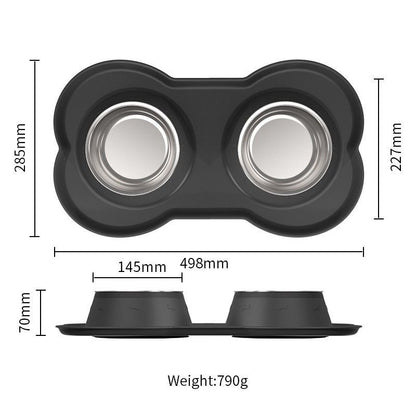 Anti Tip Stainless Steel Dog Bowl 2 in 3 Food Water Bowl V1289-PET-BOWL-008