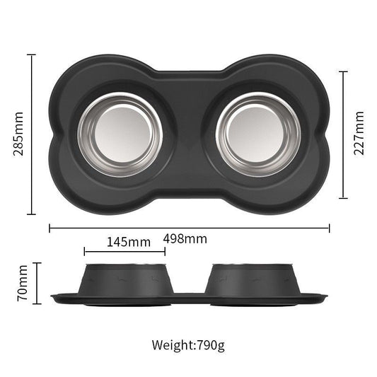 Anti Tip Stainless Steel Dog Bowl 2 in 3 Food Water Bowl V1289-PET-BOWL-008