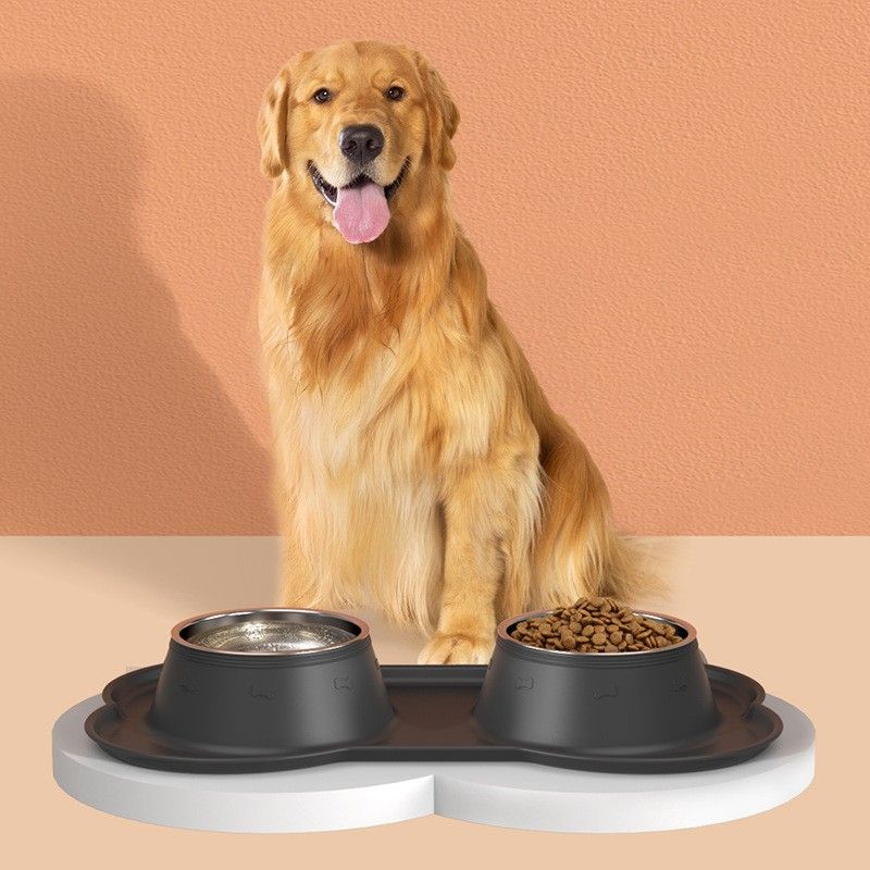 Anti Tip Stainless Steel Dog Bowl 2 in 3 Food Water Bowl V1289-PET-BOWL-008