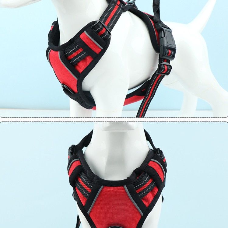 Reflective Dog Harness Leash Set Anti Pull Vest for Pets V1289-PET-ROPE-004-RED