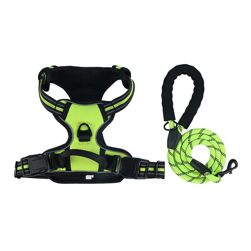 Reflective Dog Harness Leash Set Anti Pull Vest for Pets V1289-PET-ROPE-009-GREEN