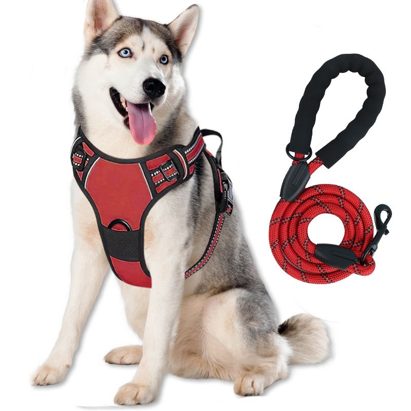 Reflective Dog Harness Leash Set Anti Pull Vest for Pets V1289-PET-ROPE-009-GREEN