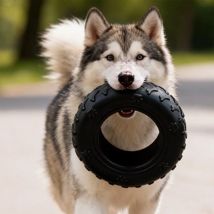 Durable Rubber Tire Dog Toy Indestructible Chew Stick for Medium Large Dogs V1289-PET-TOY-001
