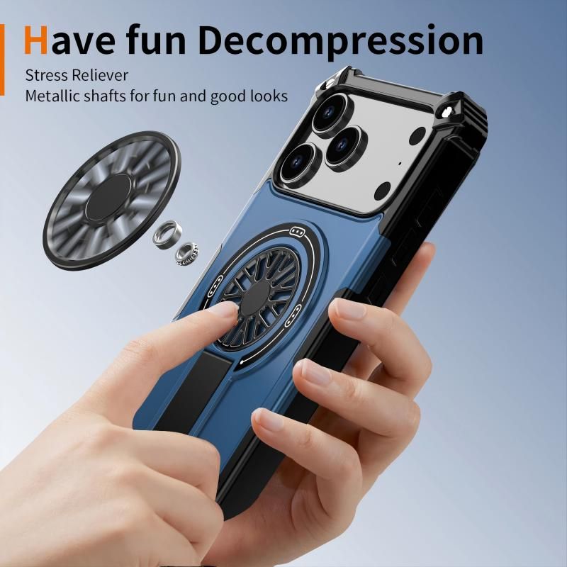 Armor Heavy Duty Magnetic Rotating Ring Kickstand Phone Case For iPhone 16 Pro Max, Anti-Drop Protective V1293-186785815524