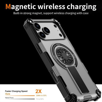 Armor Heavy Duty Magnetic Rotating Ring Kickstand Phone Case For iPhone 16, Anti-Drop Protective Cover In V1293-186785815531