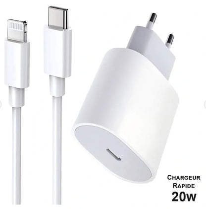 20W USB-C Fast Charger with 1m Lightning Cable - White, Compatible with iPhone 11/12/13/14/X V1293-20WUSB