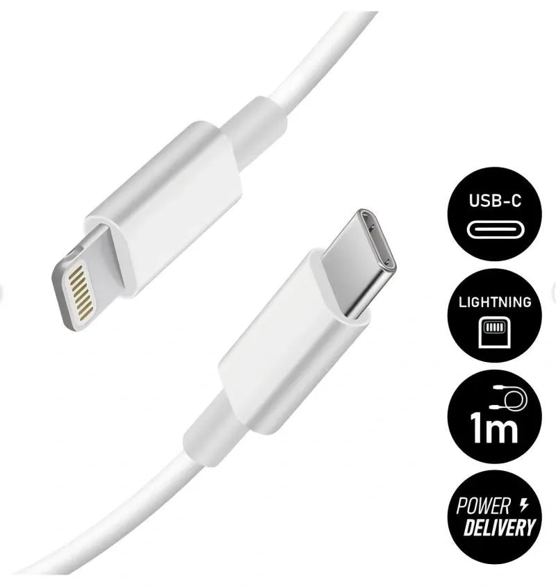 20W USB-C Fast Charger with 1m Lightning Cable - White, Compatible with iPhone 11/12/13/14/X V1293-20WUSB