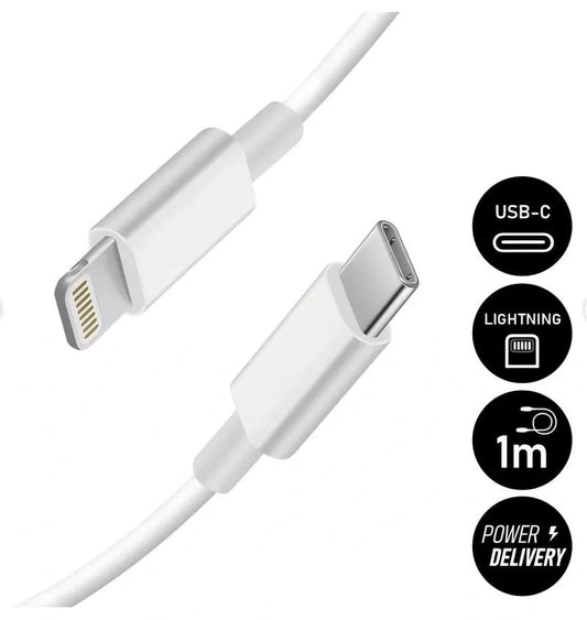 20W USB-C Fast Charger with 1m Lightning Cable - White, Compatible with iPhone 11/12/13/14/X V1293-20WUSB