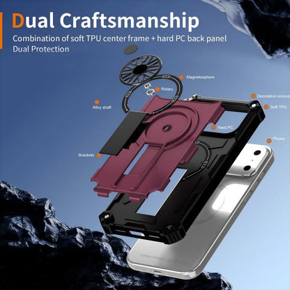 Armor Heavy Duty Magnetic Rotating Ring Kickstand Phone Case For iPhone 16 Pro Max, Anti-Drop Protective V1293-385360877920