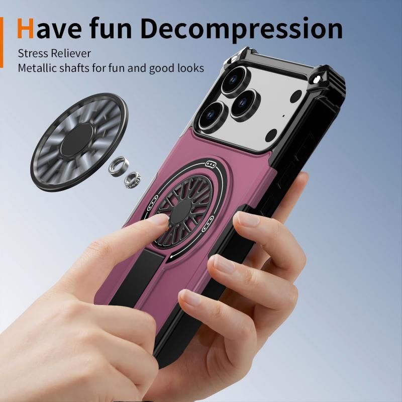 Armor Heavy Duty Magnetic Rotating Ring Kickstand Phone Case For iPhone 16 Plus, Anti-Drop Protective Cover V1293-385360877968