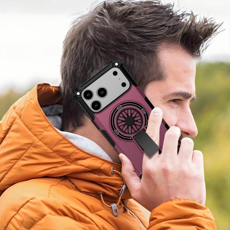 Armor Heavy Duty Magnetic Rotating Ring Kickstand Phone Case For iPhone 16 Plus, Anti-Drop Protective Cover V1293-385360877968