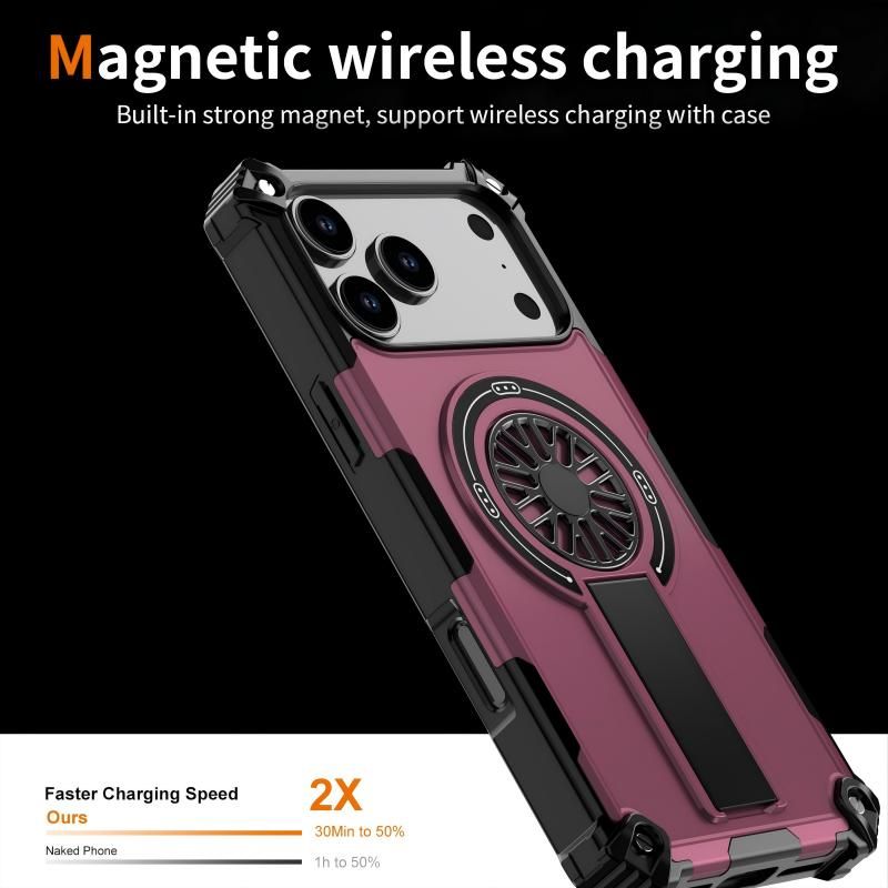 Armor Heavy Duty Magnetic Rotating Ring Kickstand Phone Case For iPhone 16 Plus, Anti-Drop Protective Cover V1293-385360877968