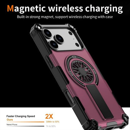 Armor Heavy Duty Magnetic Rotating Ring Kickstand Phone Case For iPhone 16 Plus, Anti-Drop Protective Cover V1293-385360877968
