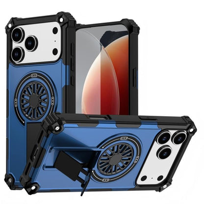 Armor Heavy Duty Magnetic Rotating Ring Kickstand Phone Case For iPhone 13, Anti-Drop Protective Cover In Blue V1293-537013285082