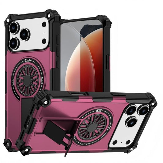 Armor Heavy Duty Magnetic Rotating Ring Kickstand Phone Case For iPhone 17 Pro, Anti-Drop Protective Cover In V1293-673067176225