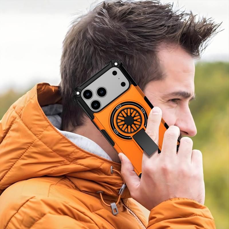Armor Heavy Duty Magnetic Rotating Ring Kickstand Phone Case For iPhone 17 Plus, Anti-Drop Protective Cover V1293-673067176232