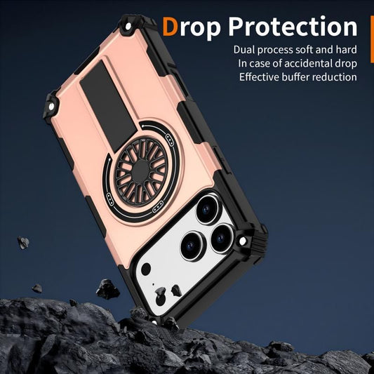 Armor Heavy Duty Magnetic Rotating Ring Kickstand Phone Case For iPhone 17 Prox, Anti-Drop Protective Cover V1293-763658454792