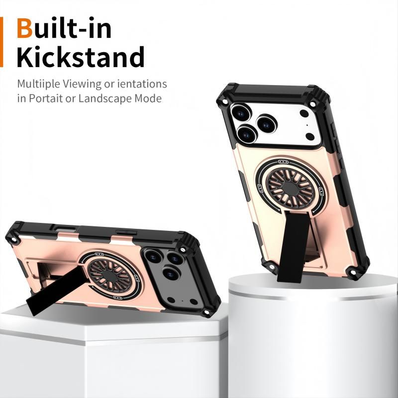 Armor Heavy Duty Magnetic Rotating Ring Kickstand Phone Case For iPhone 17 Prox, Anti-Drop Protective Cover V1293-763658454792