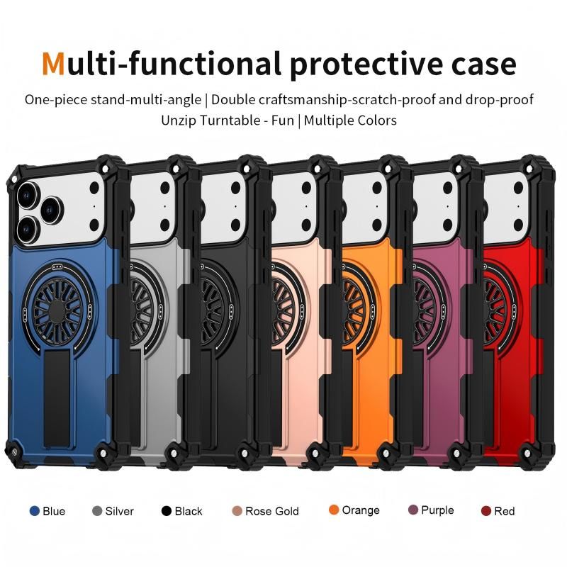 Armor Heavy Duty Magnetic Rotating Ring Kickstand Phone Case For iPhone 17 Prox, Anti-Drop Protective Cover V1293-763658454792