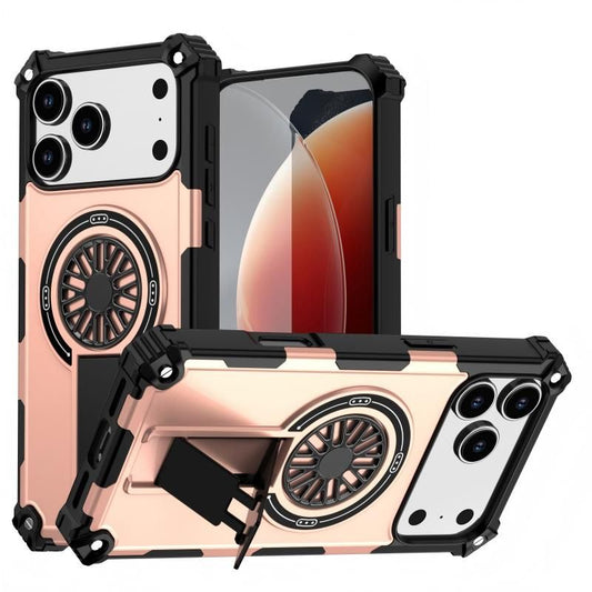 Armor Heavy Duty Magnetic Rotating Ring Kickstand Phone Case For iPhone 17, Anti-Drop Protective Cover In V1293-763658454839