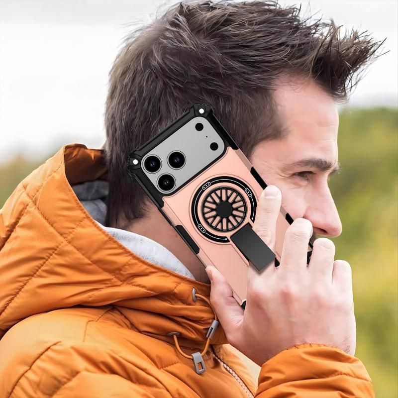Armor Heavy Duty Magnetic Rotating Ring Kickstand Phone Case For iPhone 17, Anti-Drop Protective Cover In V1293-763658454839
