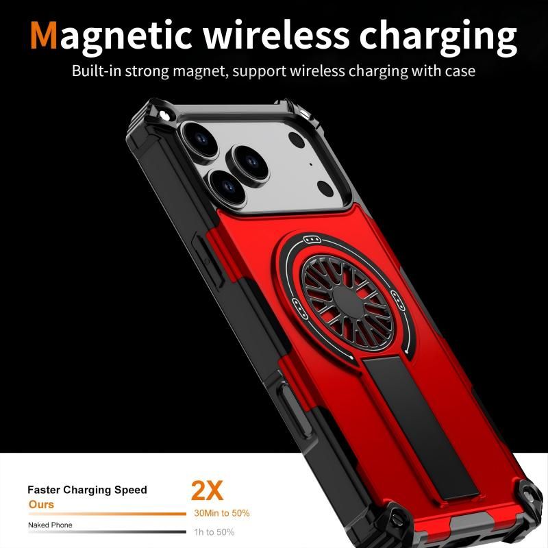 Armor Heavy Duty Magnetic Rotating Ring Kickstand Phone Case For iPhone 16 Plus, Anti-Drop Protective Cover V1293-860803964653