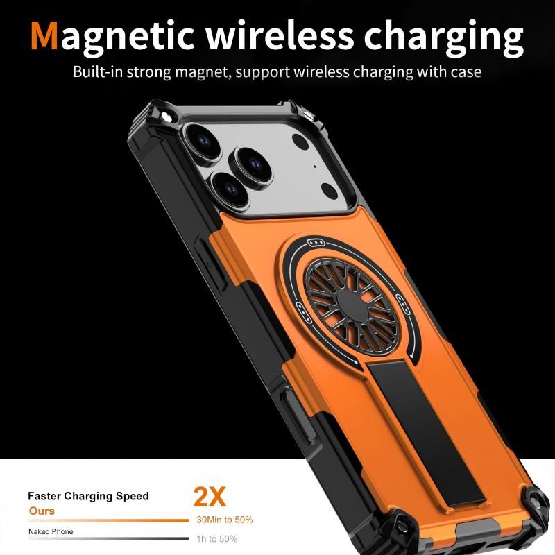 Armor Heavy Duty Magnetic Rotating Ring Kickstand Phone Case For iPhone 16 Pro Max, Anti-Drop Protective V1293-889074557111
