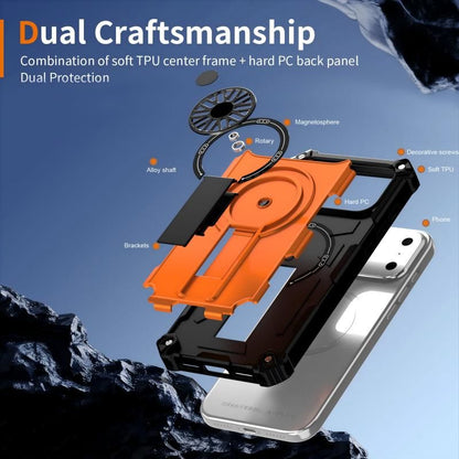 Armor Heavy Duty Magnetic Rotating Ring Kickstand Phone Case For iPhone 16 Pro Max, Anti-Drop Protective V1293-889074557111