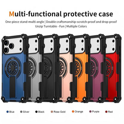 Armor Heavy Duty Magnetic Rotating Ring Kickstand Phone Case For iPhone 16, Anti-Drop Protective Cover In V1293-889074557159