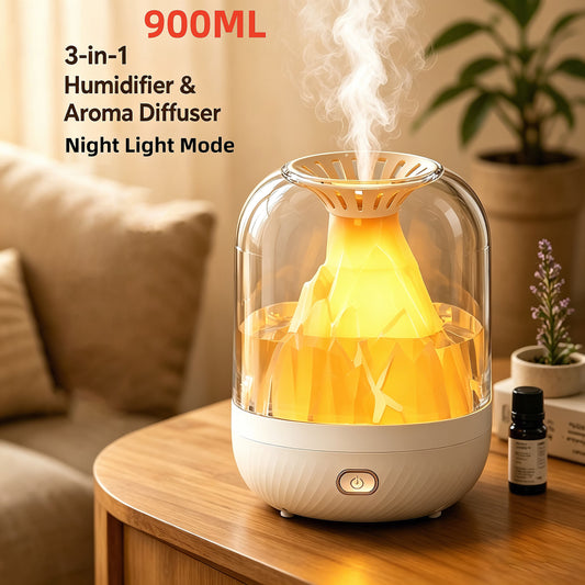 [900ML 3-in-1 Humidifier] & Essential Oil Diffuser with Night Light, USB Powered Quiet Cool Mist Humidifier V1293-9365093570450