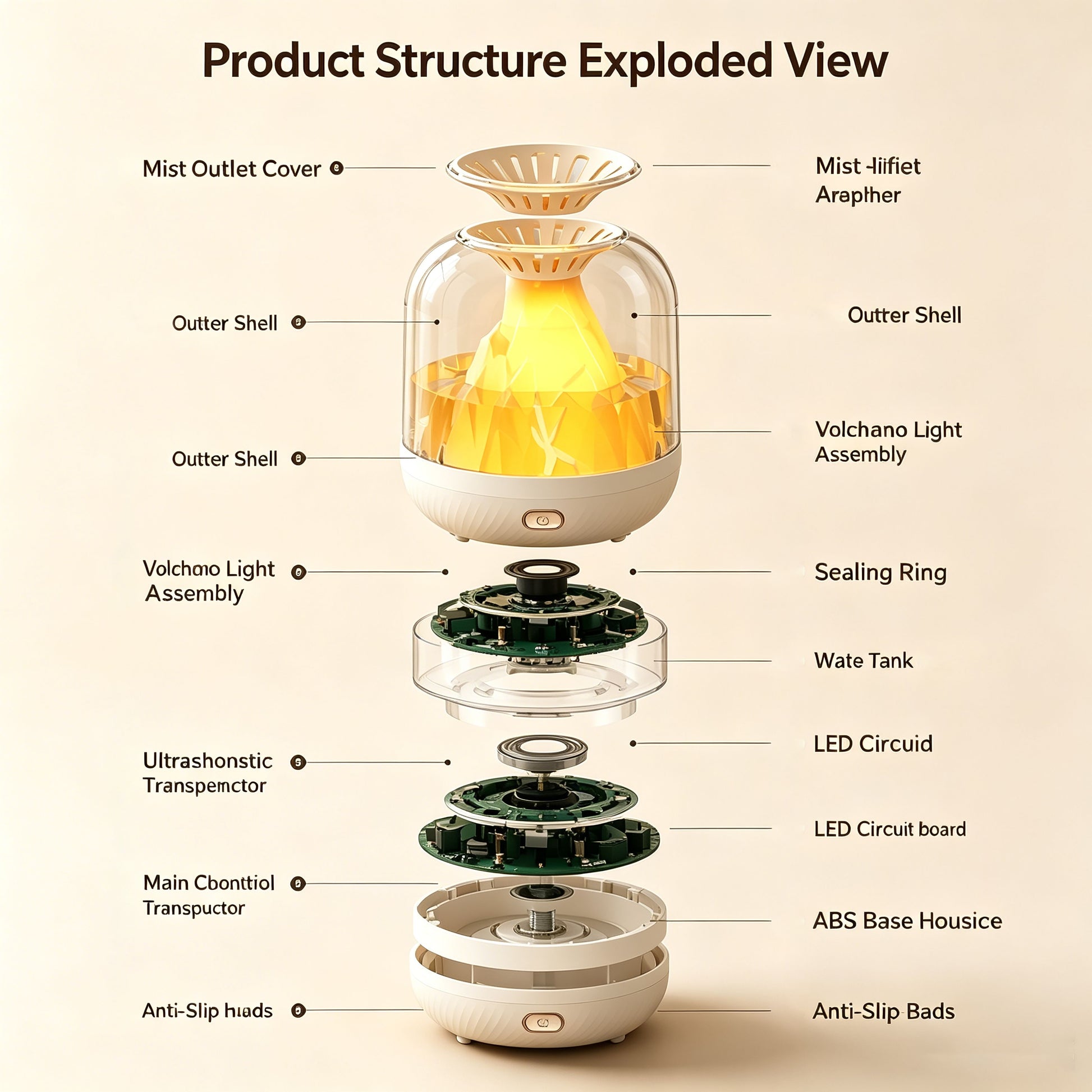 [900ML 3-in-1 Humidifier] & Essential Oil Diffuser with Night Light, USB Powered Quiet Cool Mist Humidifier V1293-9365093570450