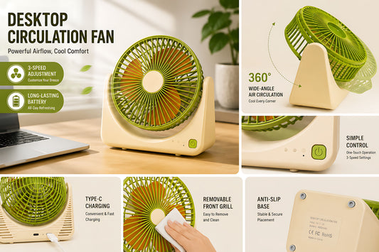 [Portable USB Mini Desk Fan, 3 Speed Adjustable, Ultra Quiet 36dB(A), 500mAh Rechargeable Battery, 1-3H Long V1293-9370823018621