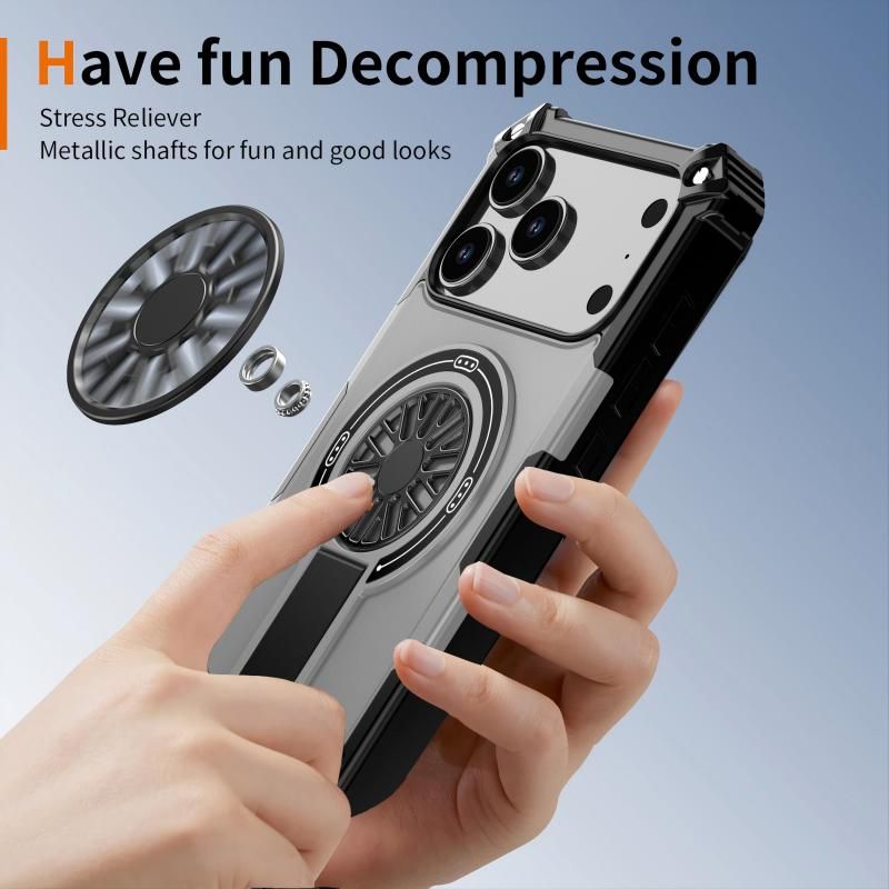 Armor Heavy Duty Magnetic Rotating Ring Kickstand Phone Case For iPhone 15, Anti-Drop Protective Cover In V1293-977185537143