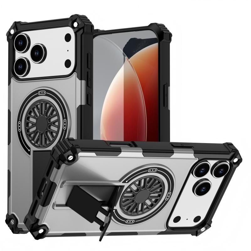 Armor Heavy Duty Magnetic Rotating Ring Kickstand Phone Case For iPhone 15 Plus, Anti-Drop Protective Cover V1293-977185537167