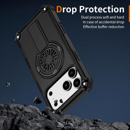 Armor Heavy Duty Magnetic Rotating Ring Kickstand Phone Case For iPhone 15 Pro, Anti-Drop Protective Cover In V1293-977185537174