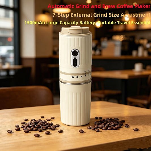 [Portable Electric Coffee Maker, All-in-One Grinder & Brewer with 7 External Adjustable Grind Settings, V1293-A-KAFEIJI001