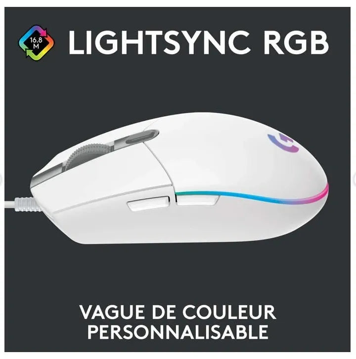 Logitech G203 LIGHTSYNC Wired Gaming Mouse - White V1293-BS-G102