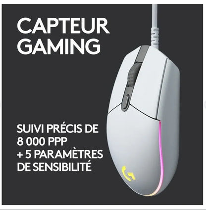 Logitech G203 LIGHTSYNC Wired Gaming Mouse - White V1293-BS-G102