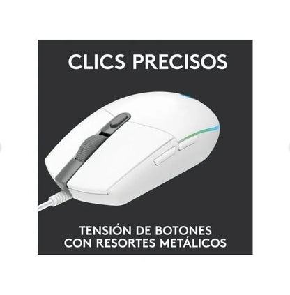 Logitech G203 LIGHTSYNC Wired Gaming Mouse - White V1293-BS-G102