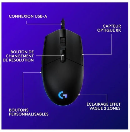 Logitech G203 LIGHTSYNC Wired Gaming Mouse - Black V1293-HS-G102