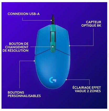 Logitech G203 LIGHTSYNC Wired Gaming Mouse - Blue V1293-LS-G102