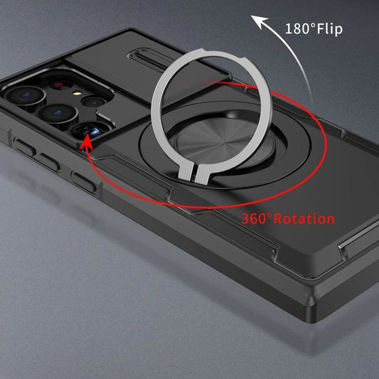 2-in-1 Magnetic Sliding Lens Case, Black for Samsung S23Ultra V1293-MCH-23U