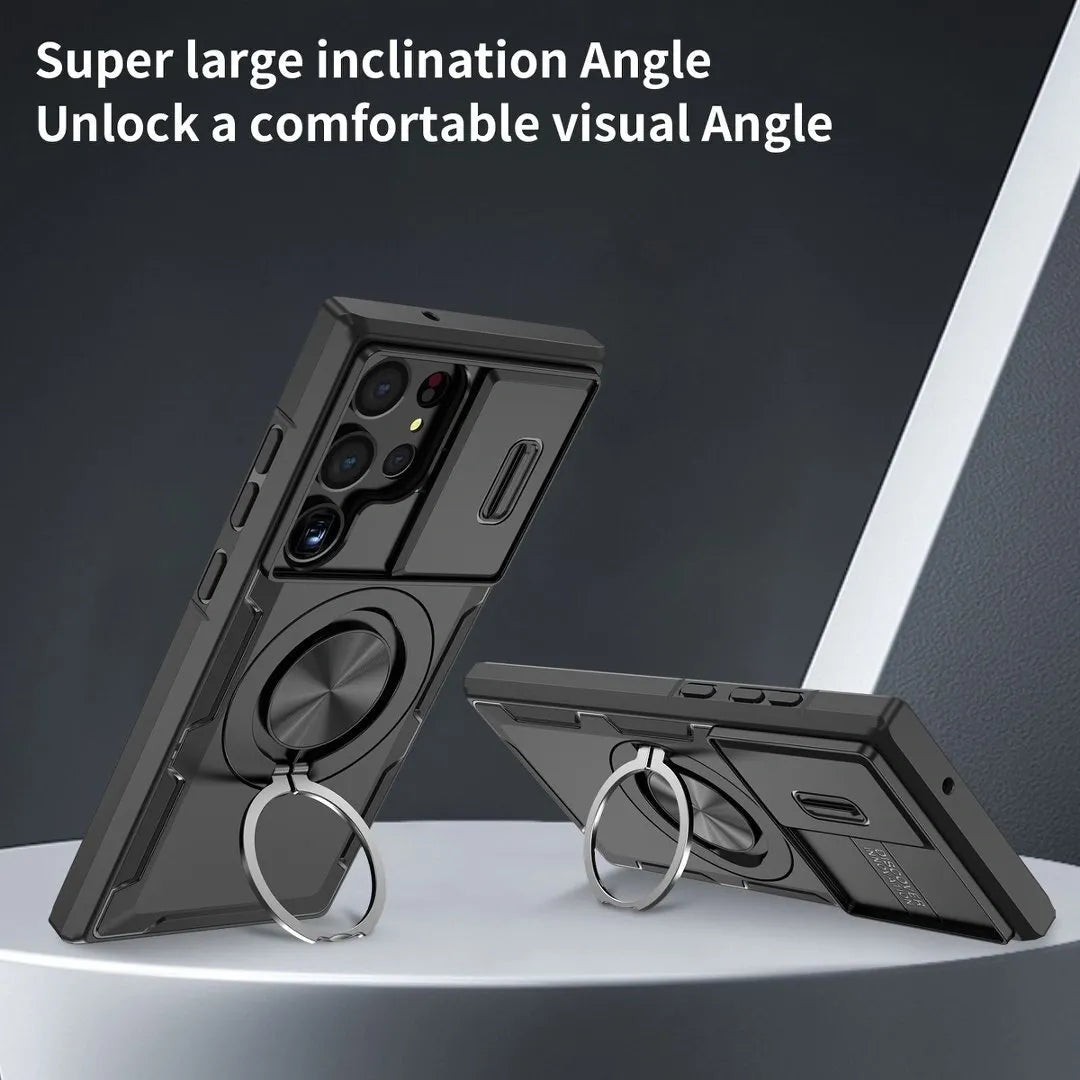 2-in-1 Magnetic Sliding Lens Case, Black for Samsung S23Ultra V1293-MCH-23U
