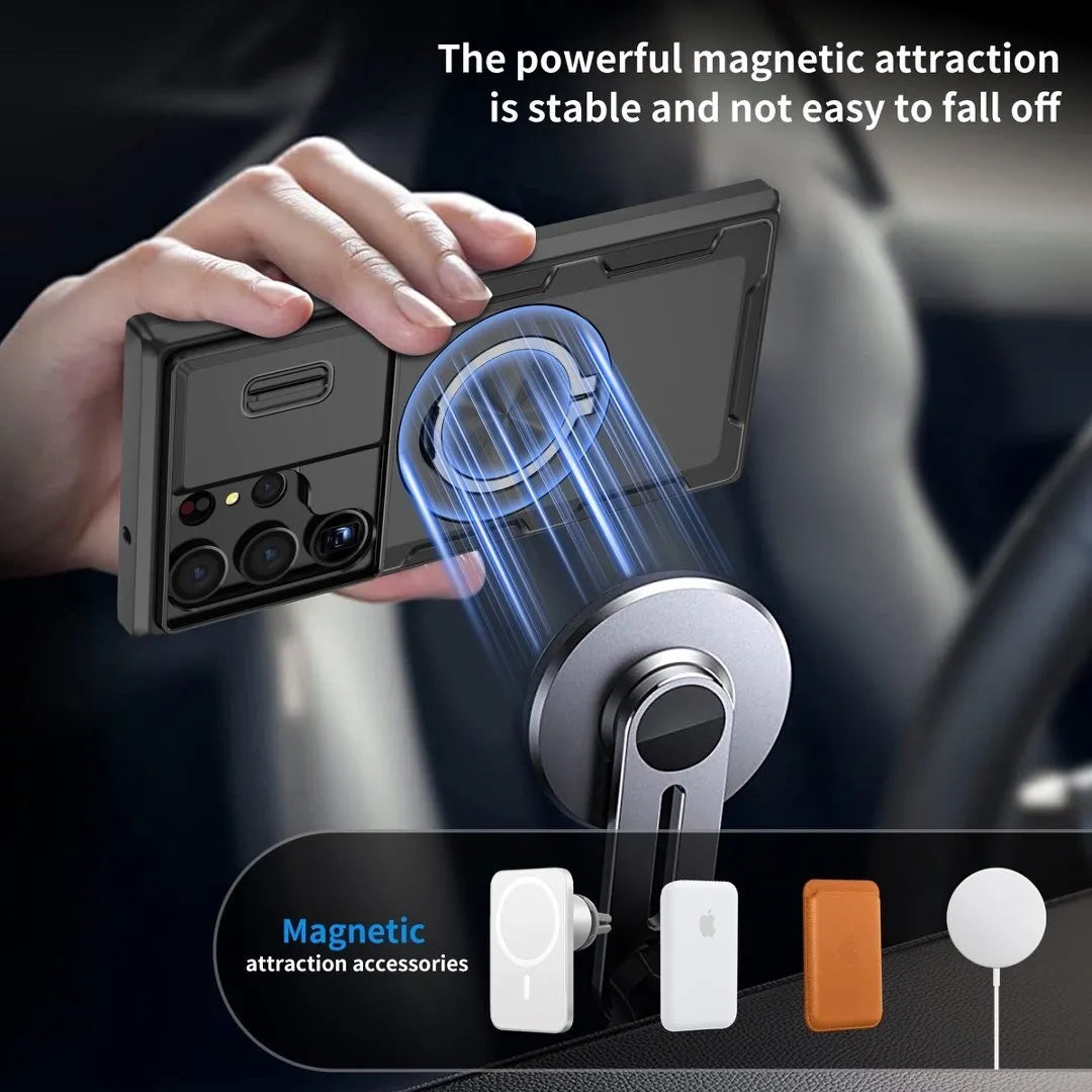 2-in-1 Magnetic Sliding Lens Case, Black for Samsung S23Ultra V1293-MCH-23U