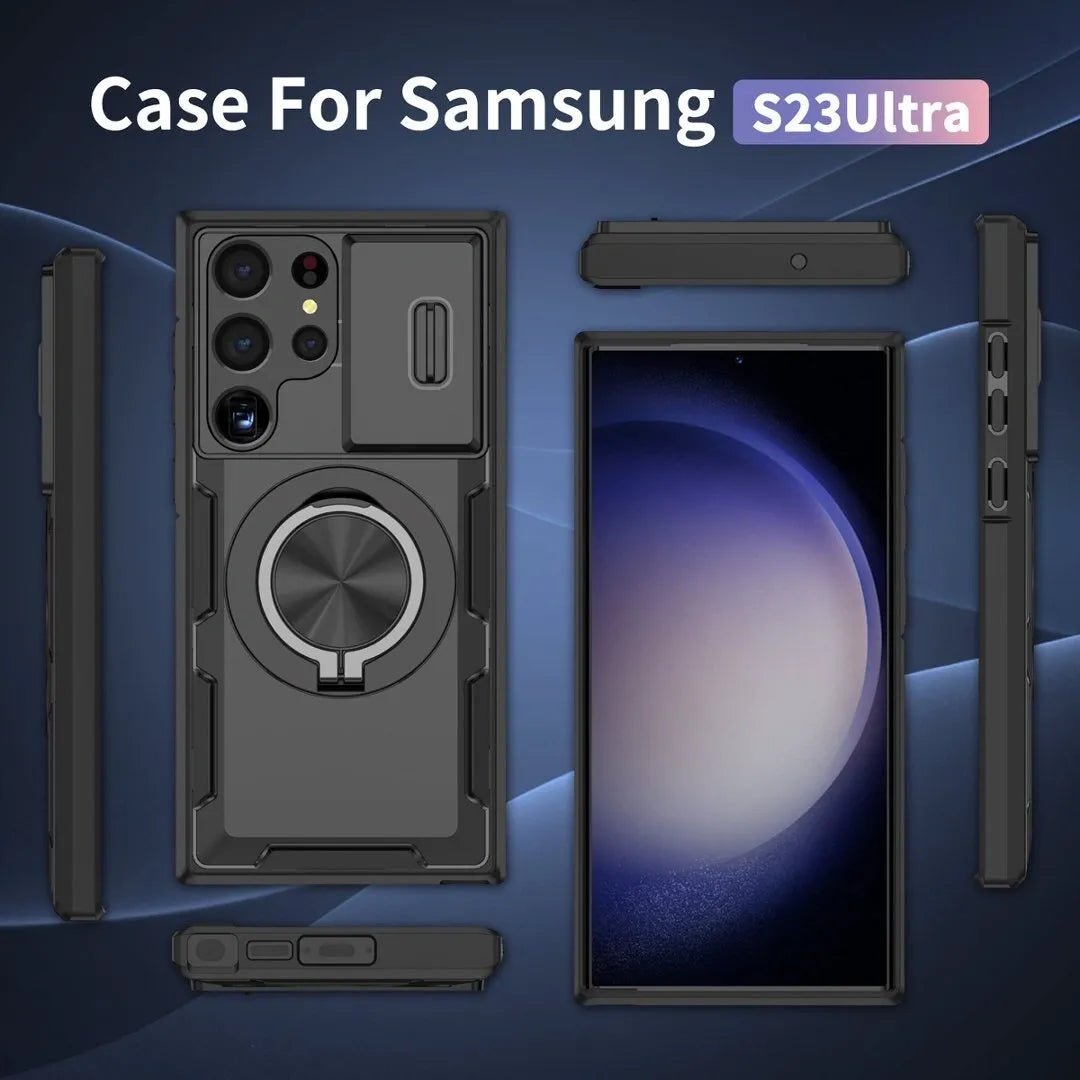 2-in-1 Magnetic Sliding Lens Case, Black for Samsung S23Ultra V1293-MCH-23U
