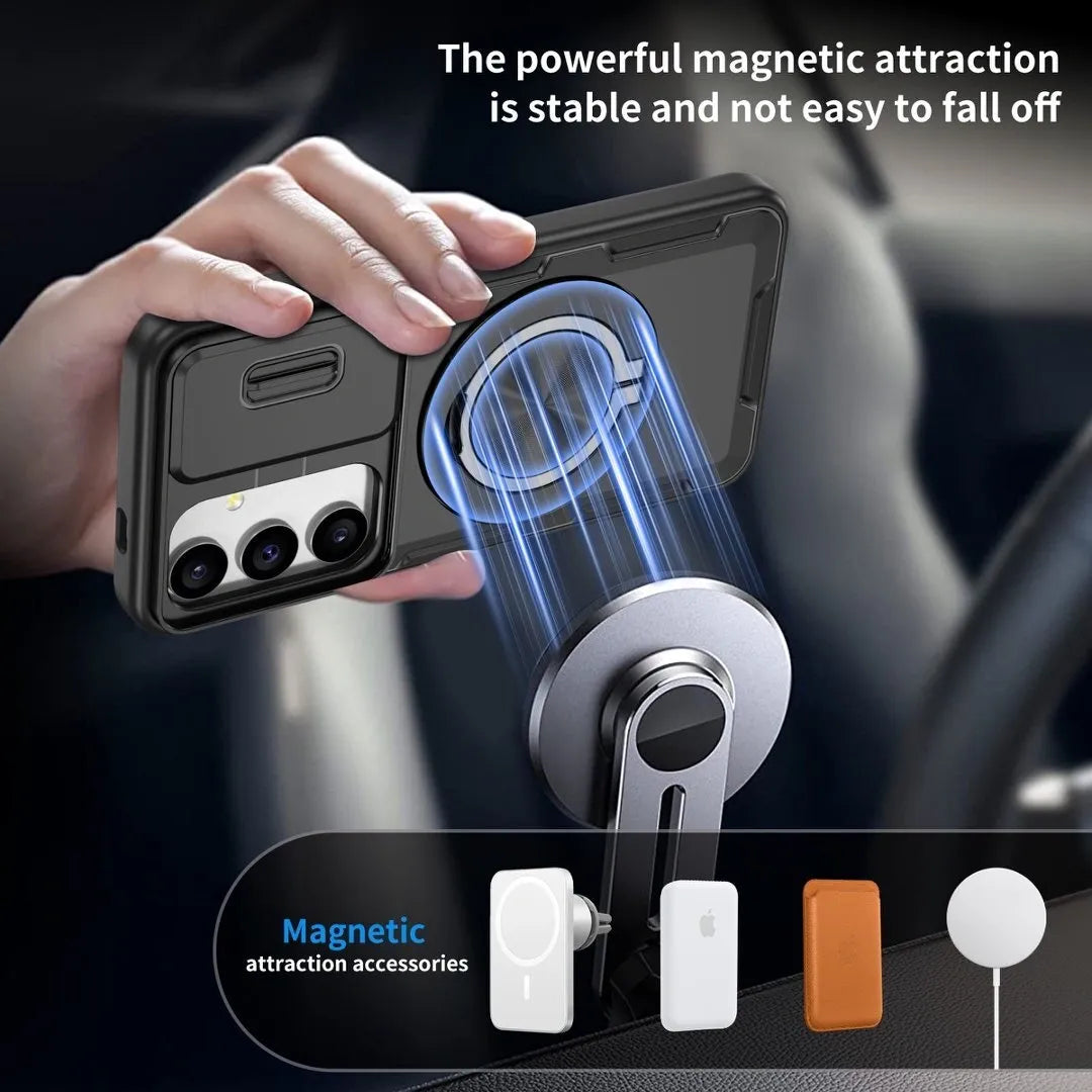 2-in-1 Magnetic Sliding Lens Case, Black for Samsung S24 V1293-MCH-24