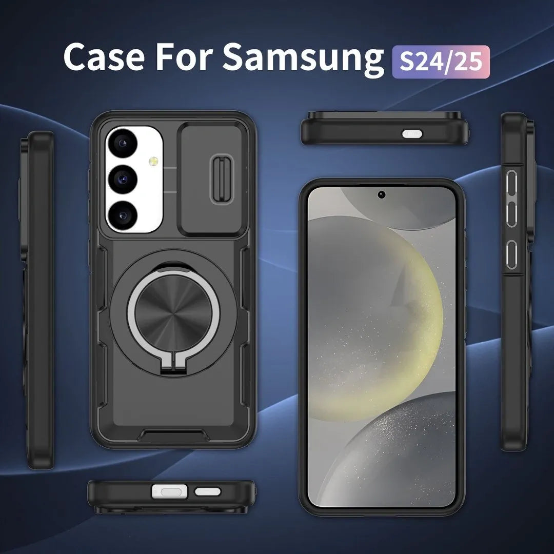 2-in-1 Magnetic Sliding Lens Case, Black for Samsung S24 V1293-MCH-24